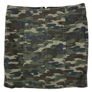 Free People Camo Print Mini Skirt Modern Femme Zip‎ Cotton Blend Size 0